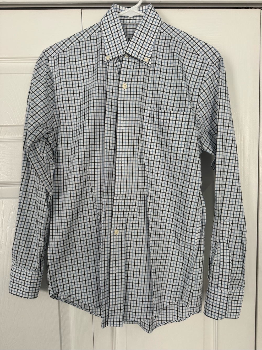 Peter Millar White & Navy Windowpane Dress Shirt